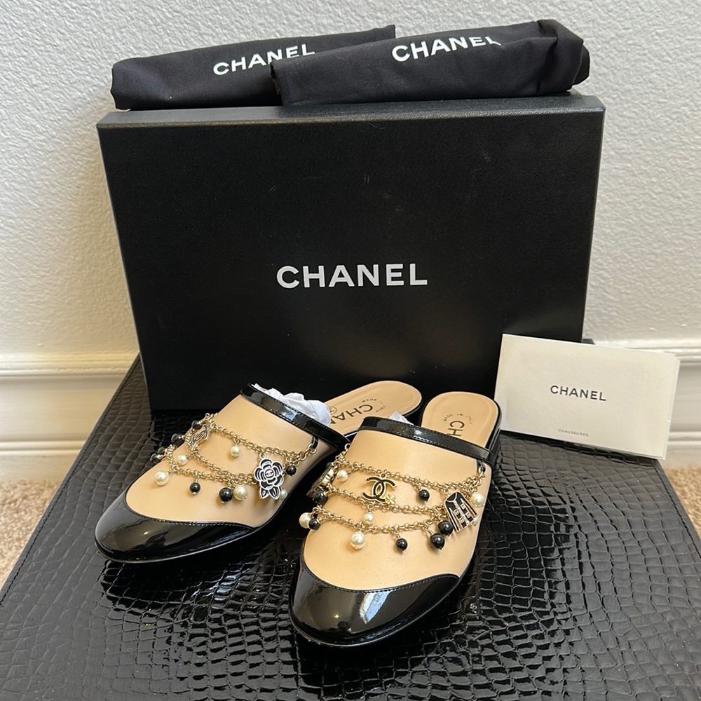 Stunning Chanel lamb skin mules.